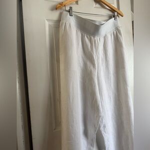 Soft Surroundings WhiteWide Leg Linen Pants Size Large